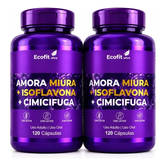 Kit Amora Miura com Isoflavona e Cimicífuga da Wnutr – 2 Potes de Cápsulas para Equilíbrio Hormonal