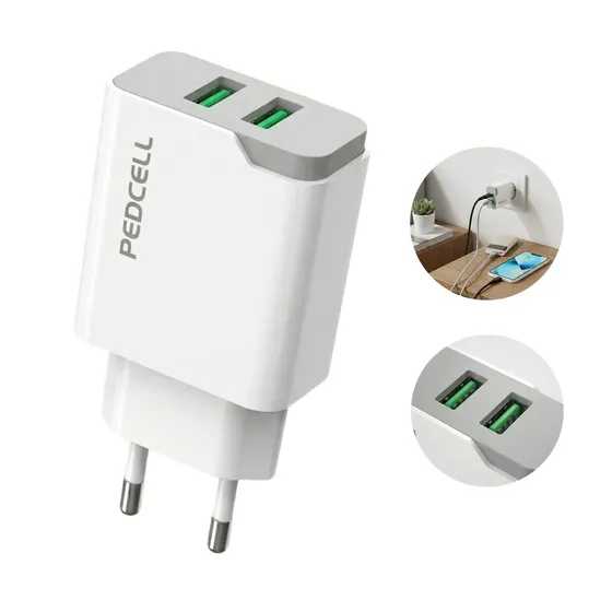 Carregador Pedcell Turbo Duplo 2 Usb Rápido Android Ios Universal Branco