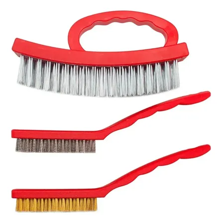 Kit Jogo C/3 Escova Manuais Cerdas Aço Inox Latão E Aço Escova De Limpeza Escova De Aço Escova Manual Removedor Ferrugem Solda Oxidação Rebarba Ferramenta Oficina Mecânica Serralheria Automotivo