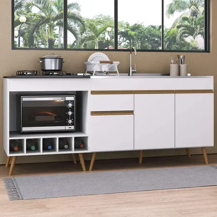 Kit Balcão Cozinha P/pia E Cooktop Veneza Multimóveis Mp2384 Branco