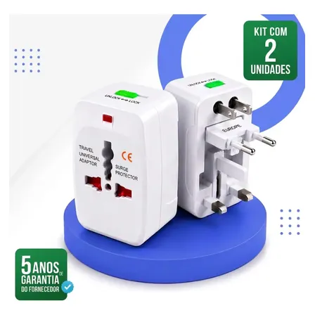 KIT 2 Adaptadores de Tomada Universal para Viagem Internacional Bivolt 110/220V Compatível com +150 Países EUA Europa Reino Unido Austrália Japão Adaptador Universal de Energia Portátil SAMZHE