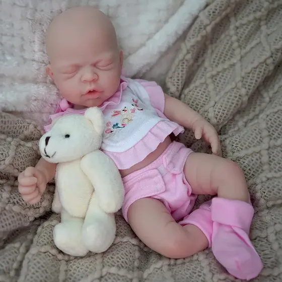 Bebê Reborn Boneca 35cm Menina Silicone Sólido Realista