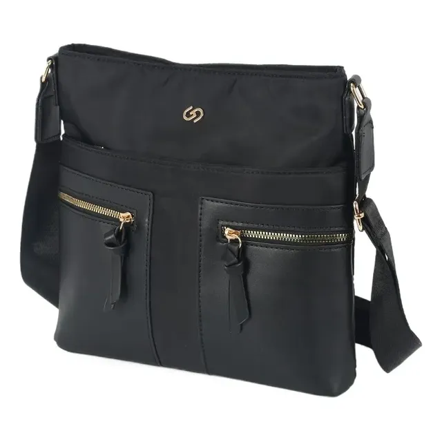Bolsa Nylon Transversal Gash Bs72970gash Modelo Preto Lisa Metal