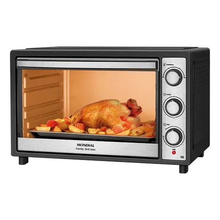 Forno Elétrico 52l Family Grill Inox Mondial 1800w Frn-52-bi 127v Preto/inox