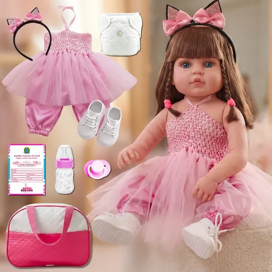 Bebê Reborn Boneca Silicone Bailarina Com Bolsa Maternidade