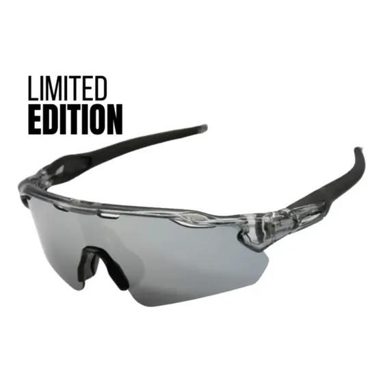 Óculos Esportivos Corrida Bike Pedal Cacife Brand Run Uv400 Lente Cinza Prata Espelhado