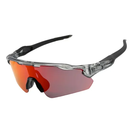 Óculos Esportivo Ciclismo Bike Corrida Baixa Pace Polarizado Cinza Cristal E Vermelho Espelhado
