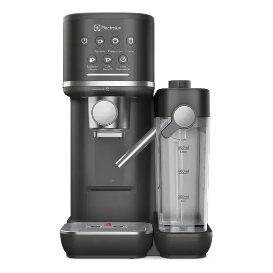 Cafeteira Espresso Latte Cápsula, Pó e Sache Electrolux Experience Vaporizador de Leite Preta semi automatica touch aquecimento de xícaras reservatorio leite 600ml ECM70 Preto Fosco