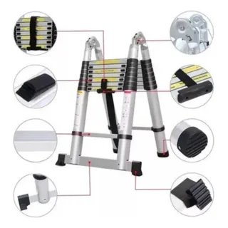 Escada Extensiva Telescópica Dupla 5m 16 Degraus Forte