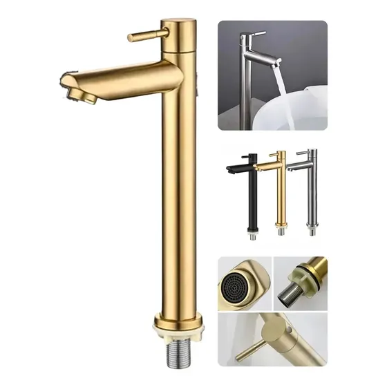 Torneira para Banheiro Dami DM1130 de Bancada, com Acabamento Fosco Dourado