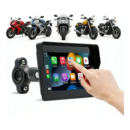 Central Multimídia Motos 5 Touch Screen Ip67 Carplay Android Auto Preto