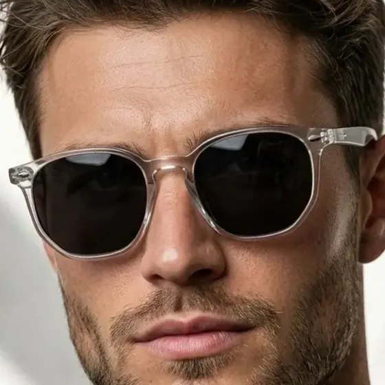Óculos De Sol Hexagonal Unissex Premium Proteção Uv400 Verão Tulum - Cristal