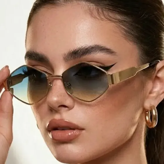 Óculos De Sol Feminino Geometrico Premium Luxo Moda Uv400 Color