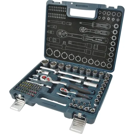 Jogo De Soquetes Bosch 1/4 + 1/2 80 Peças Com Maleta