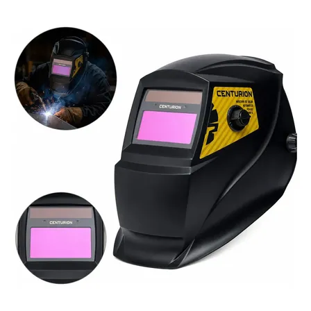 Máscara De Solda Automática True Color Solar Com Bateria De Lítio Din 9-13 Tig Mig Mma Profissional Centurion Preto Lisa