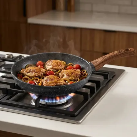 Frigideira De Indução Cerâmica Não Gruda Antiaderente Frita Sem Óleo Grande Fogão A Gás Indução Cooktop Elétrico Panela 24cm Granito Pítia