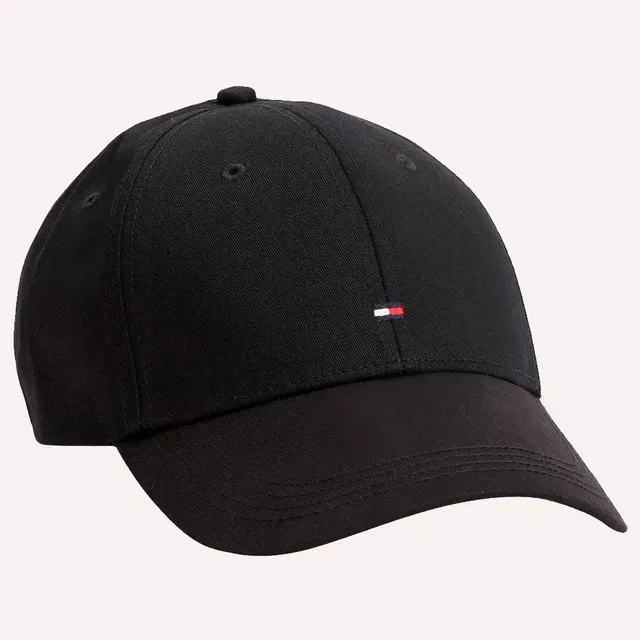 Boné Tommy Hilfiger Flag Tape Masculino Preto, Com Fechamento Ajustável Un Liso