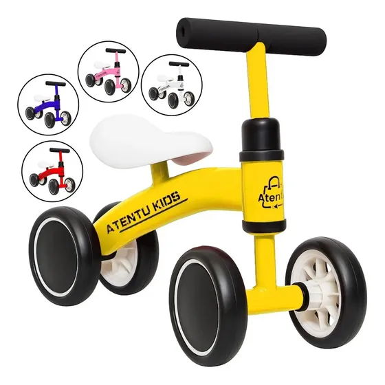 Bicicleta Infantil De Equilíbrio Sem Pedal Andador 4 Rodas Cor Amarelo