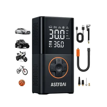 Compressor de Ar Portátil AstroAI AIRUN L7S com Display Digital para Pneus de Carro