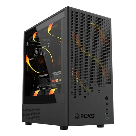 Gabinete Gamer Pcyes Ozara Black Vulcan Para Mini E Micro Atx Preto
