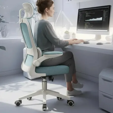 Cadeira De Escritório Python Fly Confortus Ergonômica Com Apoio Lombar E Braços Retráteis Azul Claro