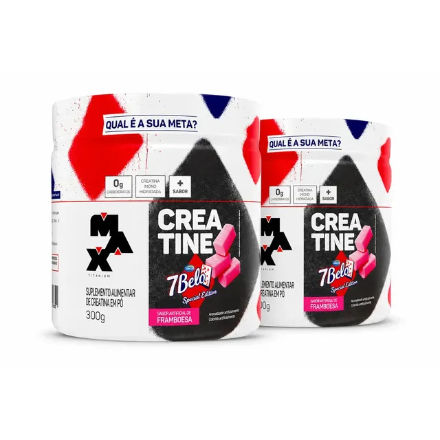 Creatina 7 Belo 300g Creatina Monohidratada Sabor Framboesa Kit 2 Força Energia Alta Performance Treino