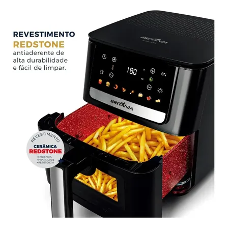 S429049631 Air Fryer Britânia 6,5L 1700W 8 Funções Painel Digital Redstone BAF65A