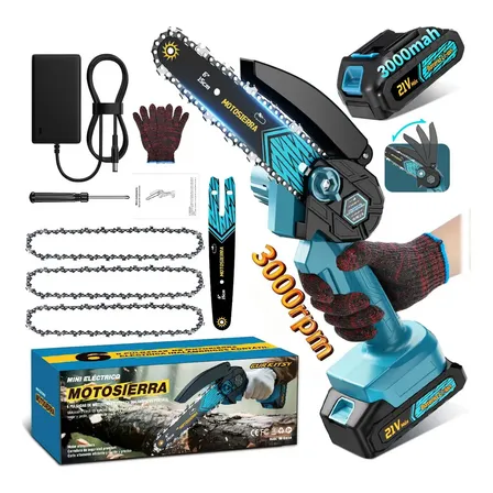 Moto Serra A Bateria 6 Polegadas 1200 W Bivolt E 3000 Rpm Vuryz Motosserra Elétrica Portátil Com Bateria Recarregável... Azul 60 Hz 127/220v