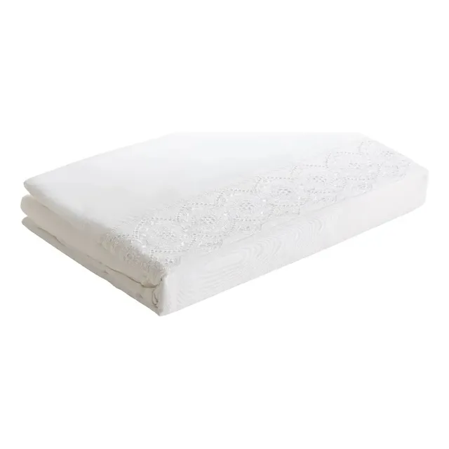 Jogo Cama Bordado Queen Belle Maison Branco Poliéster - Lyor