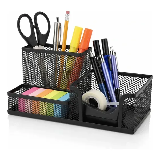 Organizador De Mesa Telado Escritório Porta Lápis Porta Canetas Trecos Metal Aramado - Meu Número