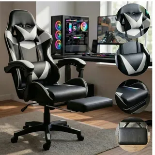 Cadeira Gamer Ergonomica Reclinável Profissional K Nakasaki Giratória Com Apoio Dos Pés Suporta Até 120kg Cor Branca