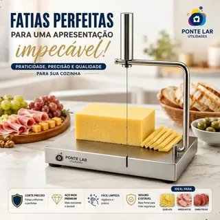 Fatiador De Queijo E Frios Caseiro Manual A Fio Cortador De Queijos E Frios Manual Com Fio Aço Inox Ponte Lar Utilidades Fácil Manuseio Prático E Seguro Fio Cortador De Presunto