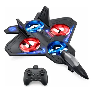 Drone Design Avião Crianças Iniciantes Avião Rc Com Luz Negra Combat Aircraft Controle Remoto 2.4ghz 4 Motores Preto