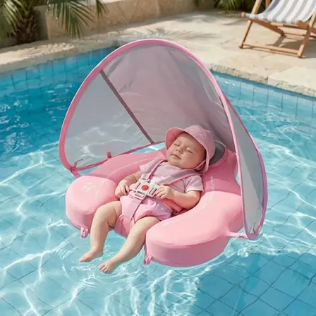 Boia Flutuante Bebê Com Cobertura Solar Impermeável Nao Fura Rosa