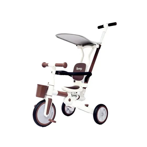 Triciclo Bicicleta Equilíbrio Sem Pedal 4 Em1 Beep Maxi Toys - Marrom