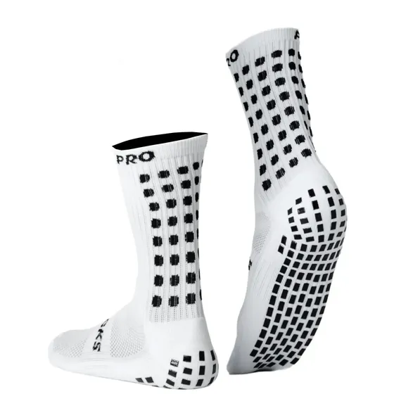 Meia Antiderrapante Futebol Prosocks Grip Draft Cano Médio Profissional Cor Branco Tamanho 38-44