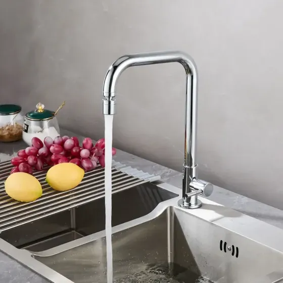 Torneira Para Cozinha Cromada Bica Alta Monocomando Arejador Giratória 360° Bancada Água Fria