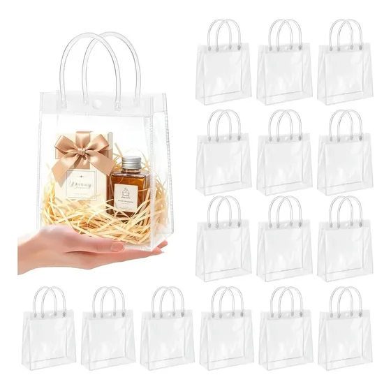 Kit 30 Unidades Reutilize Sacola De Presente Plástico Pvc 20*20*8cm