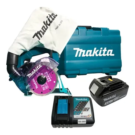 Serra Mármore 4,3/8pol Bateria 3,0ah E Carregador Makita 18v