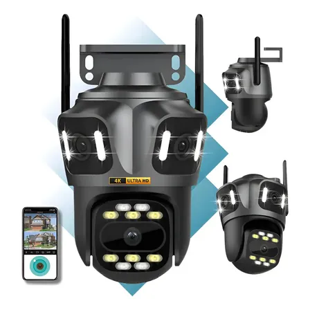 Câmera Ptz Externa 9 Mp Wifi Com Lente Tripla + Alarme Cinza-escuro