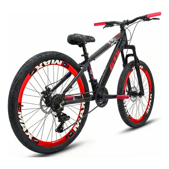 Bicicleta De Grau Gts On Freeride 21v Aro 26 Câmbios Shimano Preto E Vermelho 13.5