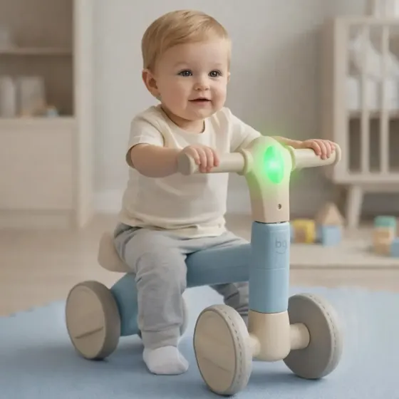 Bicicleta De Equilibro Sem Pedal Andador Infantil Som E Luz Azul
