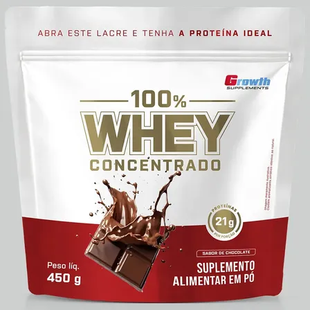 100% Whey Concentrado 450g Growth Supplements Chocolate