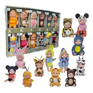 Kit Com 12 Mini Bonecas Reborn Encanto Realismo 9cm Infantil Kit Cha De Bebe E Lembrancinhas Colecao
