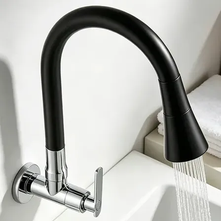 Torneira Versátil Para Cozinha Gourmet, Modelo Universal, Dreamway Para Instalação Na Parede, Com Conexão Cônica De 1/4 De Polegada Preto Fosco