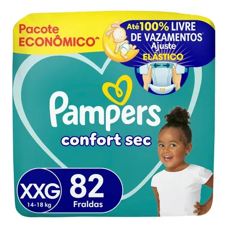 Fralda Confort Sec Tamanho Xxg 82 Unidades Pampers Extra Extra Grande (xxg) Sem Gênero