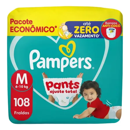 Fralda Pampers Pants Ajuste Total Tamanho M, 108 Un Médio (m) Sem Gênero