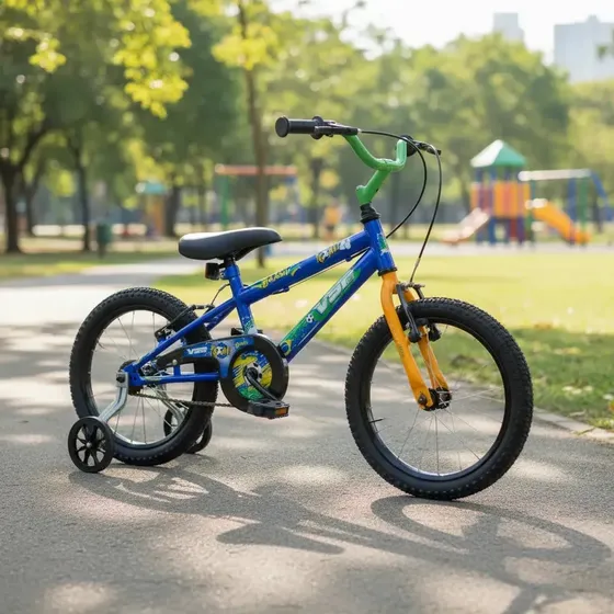 Bicicleta Infantil Aro 16 Para Meninos Com Rodinhas Brasil Azul