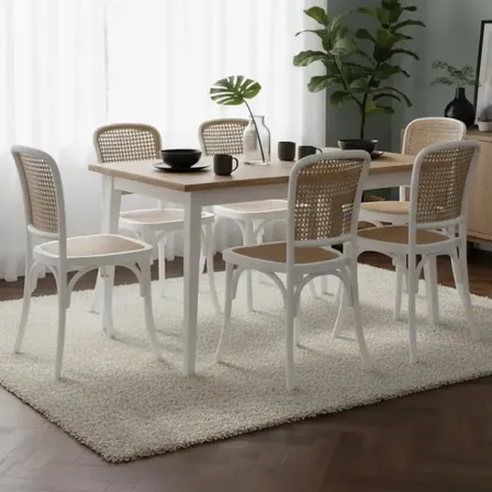 Kit 6 Cadeiras Amis Rattan Sala Cozinha Jantar Nuvo Decor Estrutura Da Cadeira Branco Liso Consultar Variação