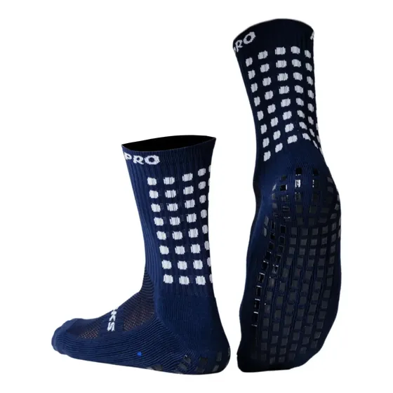 Meia Antiderrapante Futebol Prosocks® Grip Draft Cano Médio Grip Azul Marinho 38-44